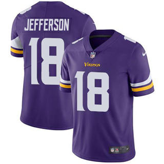 Youth Nike Minnesota Vikings #18 Justin Jefferson Purple Vapor Untouchable Authentic Stitched NFL Jersey
