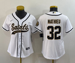 Youth Nike New Orleans Saints #32 Tyrann Mathieu White Joint Authentic Stitched NFL Jersey