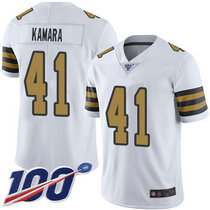 Youth Nike New Orleans Saints #41 Alvin Kamara 100th Season White Rush Authentic Stitched NFL Jersey