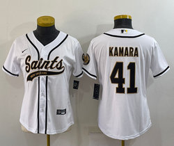 Youth Nike New Orleans Saints #41 Alvin Kamara White Joint Authentic Stitched NFL Jersey