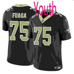 Youth Nike New Orleans Saints #75 Taliese Fuaga Black 2024 Draft F.U.S.E Football Jersey