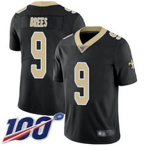 Youth Nike New Orleans Saints #9 Drew Brees 100th Season Black Vapor Untouchable Limited Authentic Stitched NFL Jersey