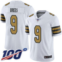 Youth Nike New Orleans Saints #9 Drew Brees 100th Season White Rush Authentic Stitched NFL Jersey