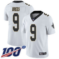 Youth Nike New Orleans Saints #9 Drew Brees 100th Season White Vapor Untouchable Authentic Stitched NFL Jersey