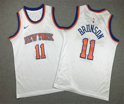 Youth Nike New Yok Knicks #11 Jalen Brunson White Authentic Stitched NBA jersey