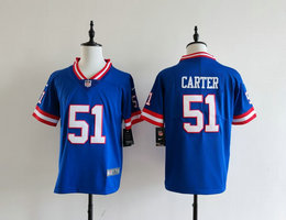 Youth Nike New York Giants #51 Abdul Carter Blue Throwback NFL Jersey