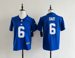 Youth Nike New York Giants #6 Jaxson Dart Blue NFL Jersey