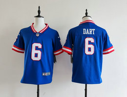 Youth Nike New York Giants #6 Jaxson Dart Blue Throwback NFL jersey