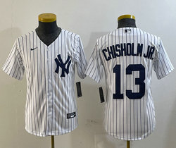 Youth Nike New York Yankees #13 Jazz Chisholm Jr. White Authentic Stitched MLB Jersey