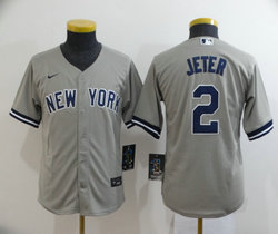 Youth Nike New York Yankees #2 Derek Jeter Grey Game Authentic Stitched MLB Jersey
