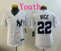 Youth Nike New York Yankees #22 Ben Rice White Stripe With name MLB Jersey