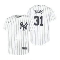 Youth Nike New York Yankees #31 Aaron Hicks White Game With Name Authentic Stitched MLB Jersey