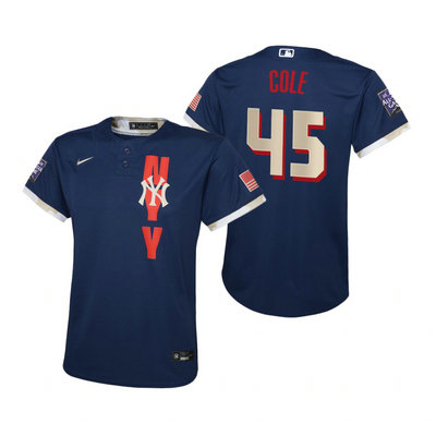 Youth Nike New York Yankees #45 Gerrit Cole 2021 All star Blue Game Authentic Stitched MLB Jersey