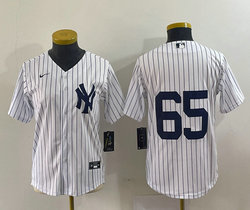 Youth Nike New York Yankees #65 Nestor Cortes Jr. White Stripe Stitched MLB Jersey