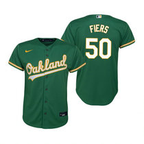 Youth Nike Oakland Athletics #50 Mike Fiers Green Game Authentic Stitched MLB Jersey