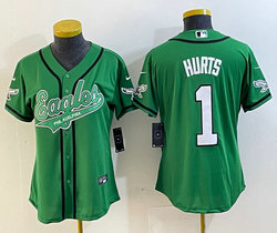 Youth Nike Philadelphia Eagles #1 Jalen Hurts Green Joint 2(II) baseball jersey