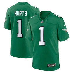 Youth Nike Philadelphia Eagles #1 Jalen Hurts Green Throwback Authentic stitched NFL jersey
