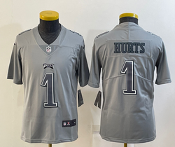 Youth Nike Philadelphia Eagles #1 Jalen Hurts Grey Atmosphere Vapor Untouchable Jersey