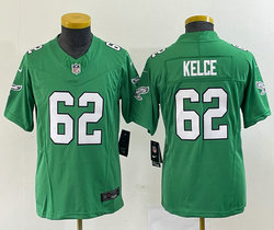 Youth Nike Philadelphia Eagles #62 Jason Kelce Green Throwback 2023 F.U.S.E. Authentic stitched NFL jersey
