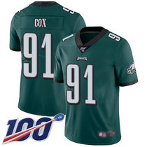 Youth Nike Philadelphia Eagles #91 Fletcher Cox 100th Season Green Vapor Untouchable Authentic Stitched NFL Jersey