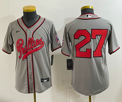 Youth Nike Philadelphia Phillies #27 Gray no name 2026 Field Of Dreams Stadium Jersey