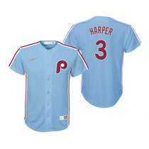 Youth Nike Philadelphia Phillies #3 Bryce Harper Light Blue Game Authentic Stitched MLB Jersey
