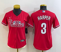 Youth Nike Philadelphia Phillies #3 Bryce Harper Red Game Authentic Stitched MLB Jersey