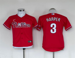 Youth Nike Philadelphia Phillies #3 Bryce Harper Red Game Authentic Stitched MLB Jersey