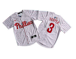 Youth Nike Philadelphia Phillies #3 Bryce Harper White (Red Strip) Limited MLB Jersey