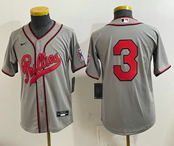 Youth Nike Philadelphia Phillies #3 Gray no name 2026 Field Of Dreams Stadium Jersey