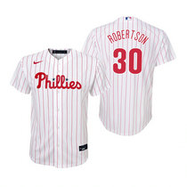 Youth Nike Philadelphia Phillies #30 David Robertson White (Red Strip) Game Authentic Stitched MLB Jersey