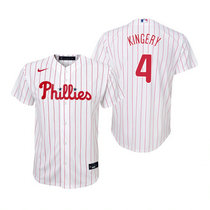 Youth Nike Philadelphia Phillies #4 Scott Kingery White (Red Strip) Game Authentic Stitched MLB Jersey