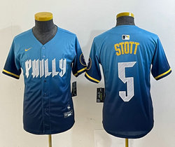 Youth Nike Philadelphia Phillies #5 Bryson Stott 2024 City Blue Authentic Stitched NBA Jersey