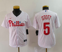 Youth Nike Philadelphia Phillies #5 Bryson Stott White (Red Strip) Authentic Stitched MLB Jersey