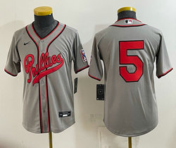 Youth Nike Philadelphia Phillies #5 Gray no name 2026 Field Of Dreams Stadium Jersey