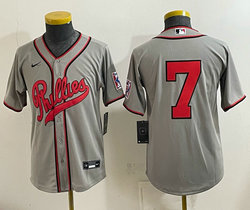 Youth Nike Philadelphia Phillies #7 Gray no name 2026 Field Of Dreams Stadium Jersey