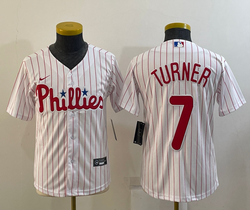 Youth Nike Philadelphia Phillies #7 Trea Turner White (Red Strip) Game Authentic Stitched MLB Jersey