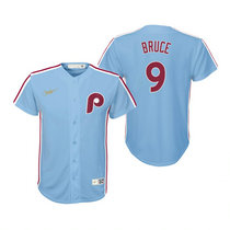 Youth Nike Philadelphia Phillies #9 Jay Bruce Light Blue Game Authentic Stitched MLB Jersey