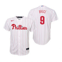 Youth Nike Philadelphia Phillies #9 Jay Bruce White (Red Strip) Game Authentic Stitched MLB Jersey