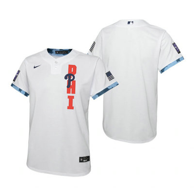 Youth Nike Philadelphia Phillies Blank 2021 All star White Game Authentic Stitched MLB Jersey