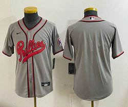 Youth Nike Philadelphia Phillies Blank Gray 2026 Field Of Dreams Stadium Jersey
