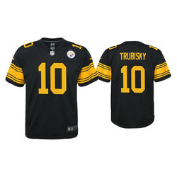 Youth Nike Pittsburgh Steelers #10 Mitchell Trubisky Black Rush Authentic Stitched NFL Jersey