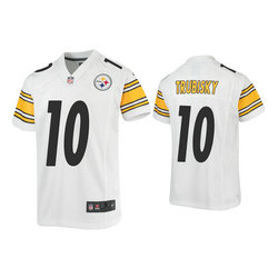 Youth Nike Pittsburgh Steelers #10 Mitchell Trubisky White Vapor Untouchable Authentic Stitched NFL Jersey