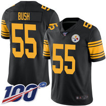 Youth Nike Pittsburgh Steelers #55 Devin Bush 100th Season Black Rush Authentic Stitched NFL Jersey