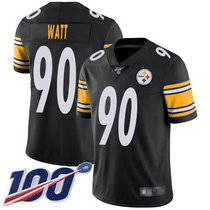 Youth Nike Pittsburgh Steelers #90 T. J. Watt 100th Season Black Vapor Untouchable Limited Authentic Stitched NFL Jersey