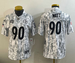Youth Nike Pittsburgh Steelers #90 T. J. Watt 2024 Salute to Service Authentic Stitched NFL Jersey