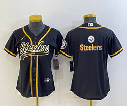Youth Nike Pittsburgh Steelers Black Joint Big Logo Authentic Stitched baseball jersey