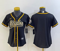 Youth Nike Pittsburgh Steelers Black With Patch Joint Authentic Stitched baseball jersey