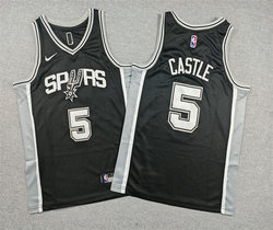 Youth Nike San Antonio Spurs #5 Stephon Castle Black Basketball Jersey
