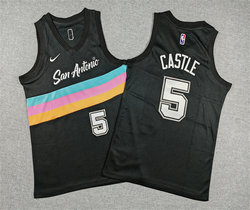 Youth Nike San Antonio Spurs #5 Stephon Castle Black City Basketball Jersey